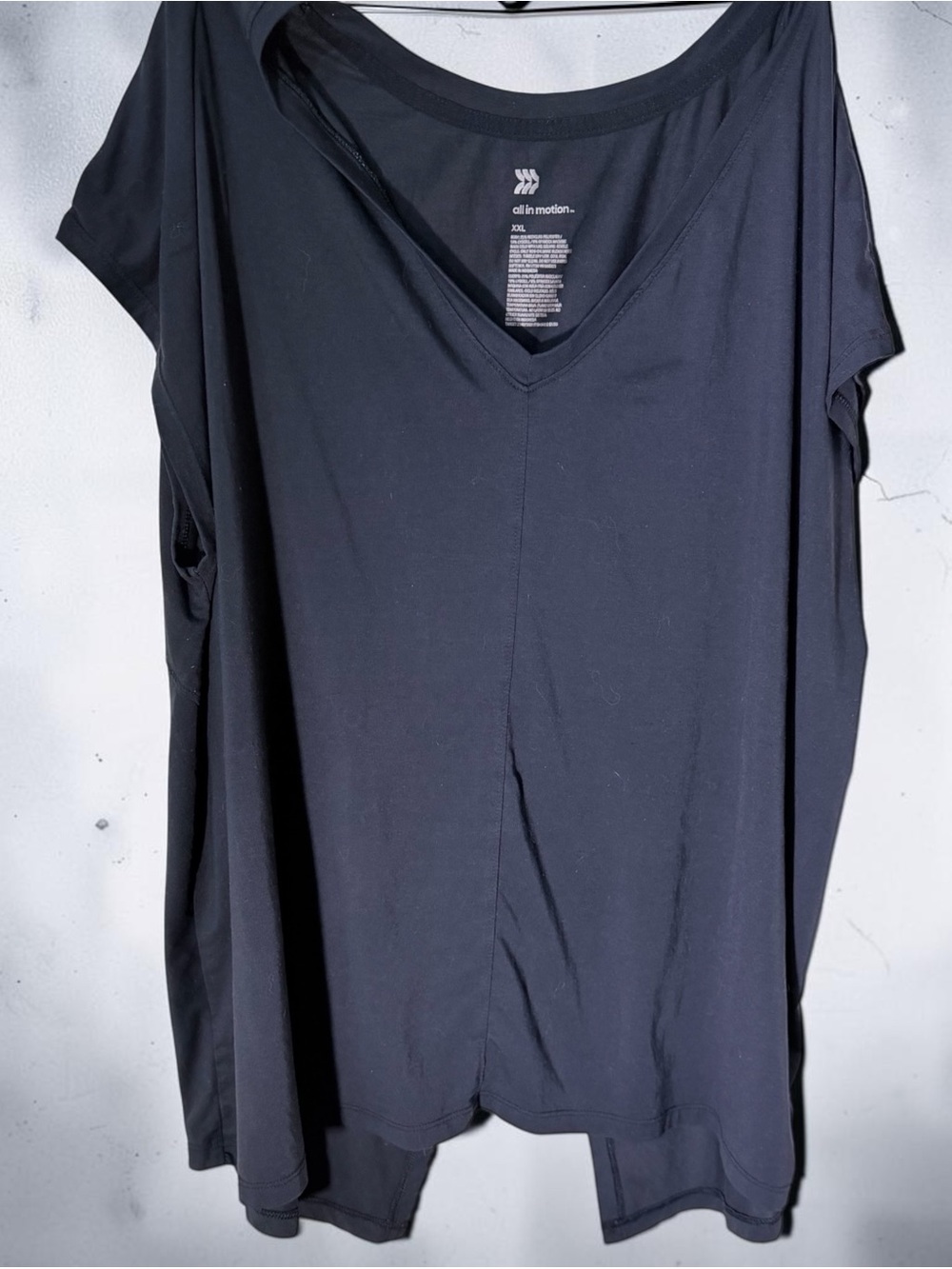 all in motion Black V-Neck Short Sleeve Active Tee Split Back XXL